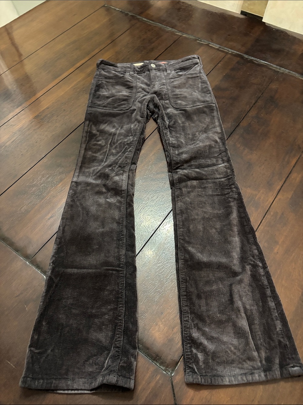 Pilcro Charcoal Gray Washed Corduroy Wide-Leg Jeans